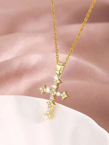 Sparkling Rhinestone Cross Charm Necklace