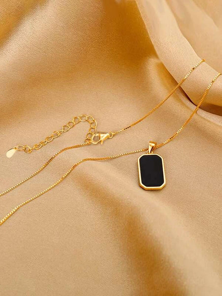 Sparkling Rectangle Pendant Necklace