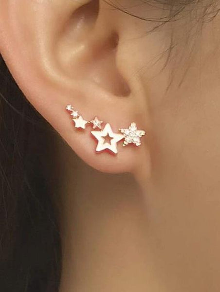 Sparkling 1pair Star Decor Stud Earrings