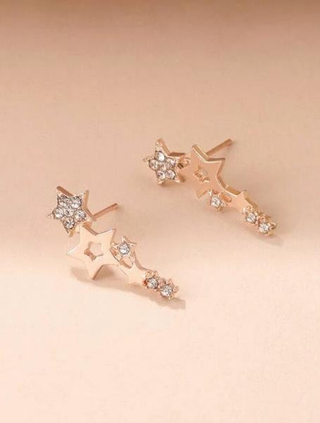 Sparkling 1pair Star Decor Stud Earrings