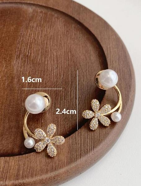 Sparkling Rhinestone Flower & Faux Pearl Decor Earring Jackets