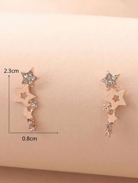 Sparkling 1pair Star Decor Stud Earrings