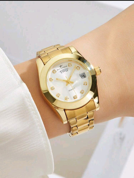 Classic Calendar Display Quartz Watch For Women