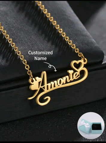 Customized Personalized Heart-Shaped Lace Name Necklace