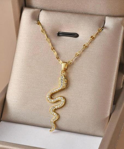 Sparkling Rhinestone Snake Pendant Necklace