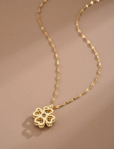 Sparkling Four Leaf Clover Charm Necklace