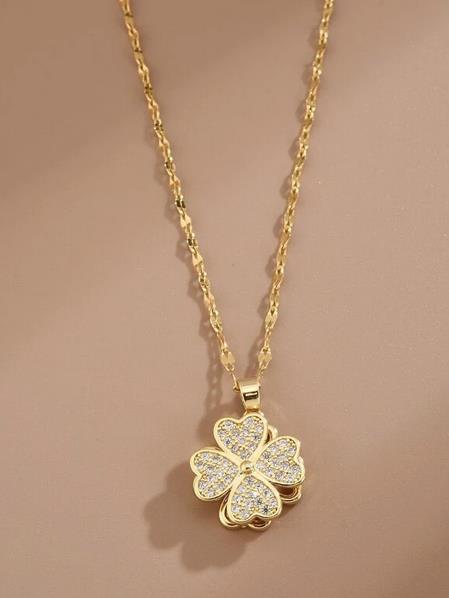 Sparkling Four Leaf Clover Charm Necklace