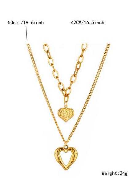 Sparkling Set of Two Heart Pendant Necklaces