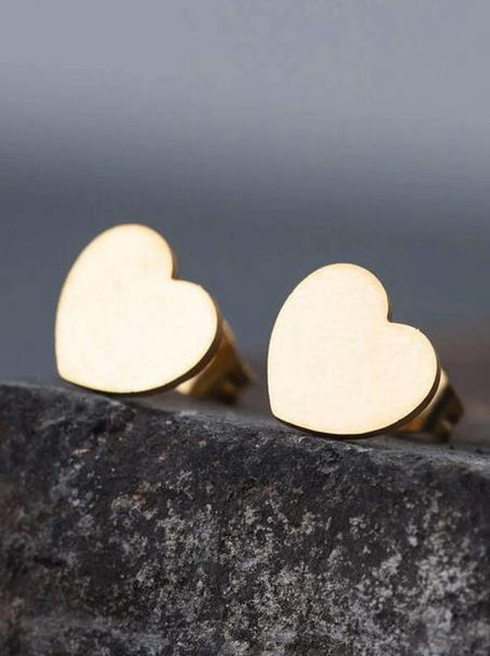 Sparkling Heart Design Stud Earrings