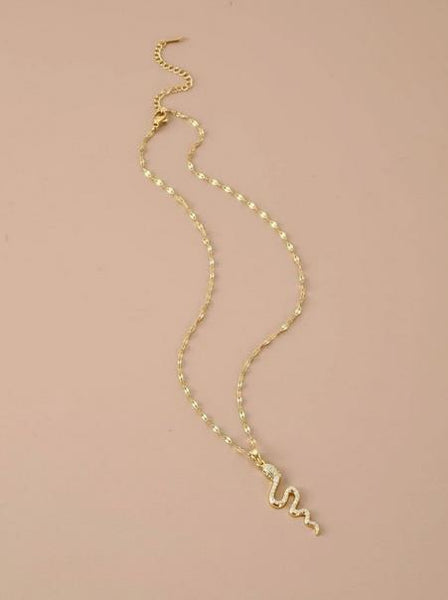 Sparkling Rhinestone Snake Pendant Necklace