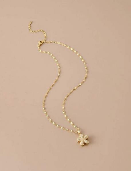 Sparkling Rotatable Five-Petal Flower Necklace