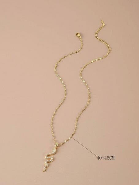 Sparkling Rhinestone Snake Pendant Necklace