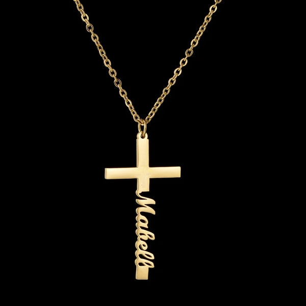 Personalized Stainless Steel Cross Name Initial Necklace