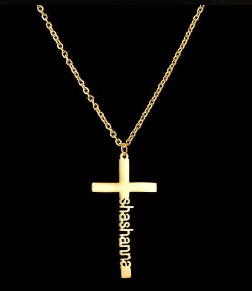 Personalized Stainless Steel Cross Name Initial Necklace