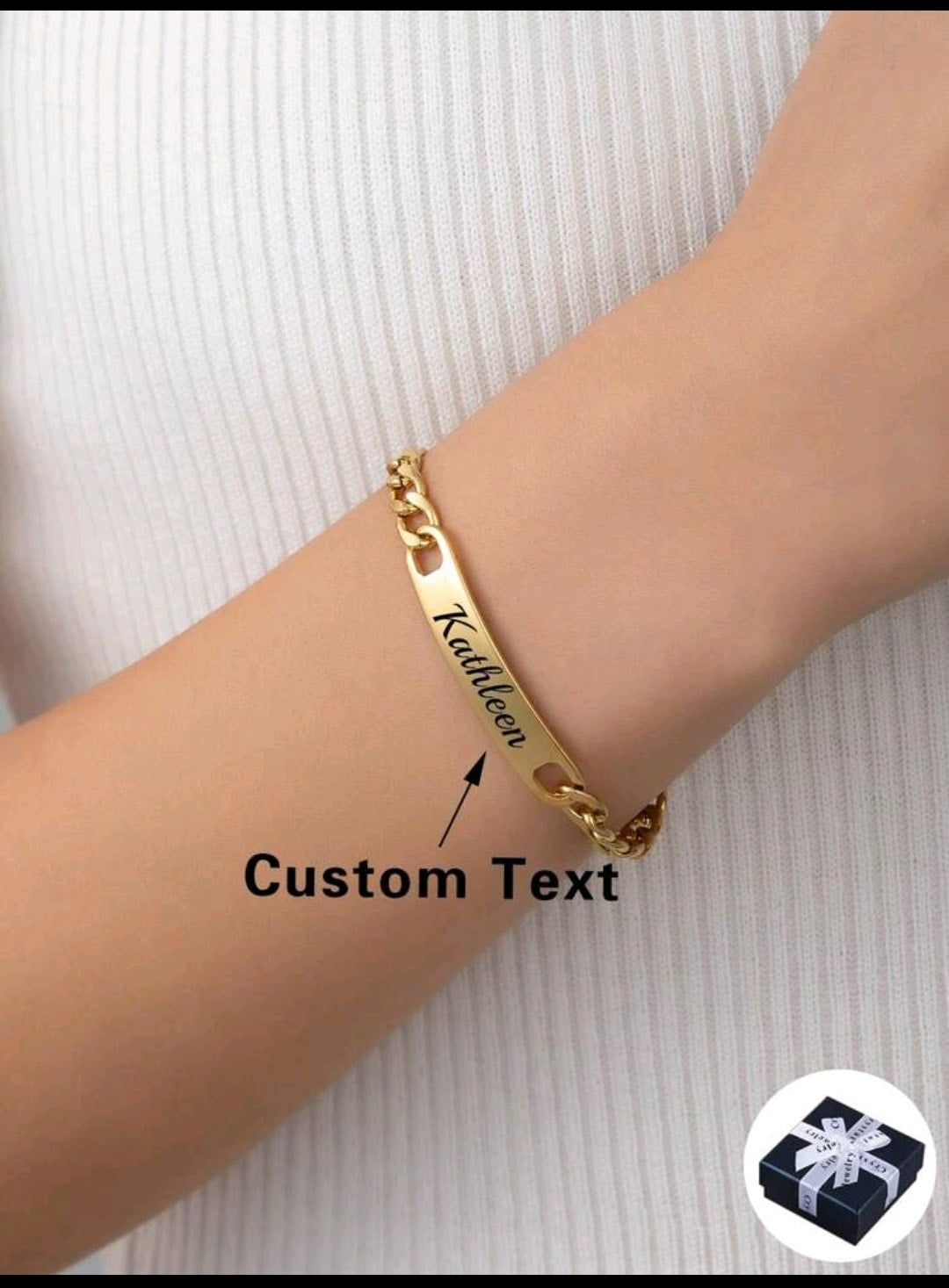 Personalized Trendy Customized Stainless Steel  Men's & Women's Curved Bracelet.