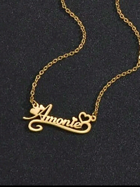 Customized Personalized Heart-Shaped Lace Name Necklace