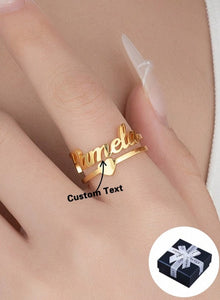 Customized Women's Gold Heart Name Ring