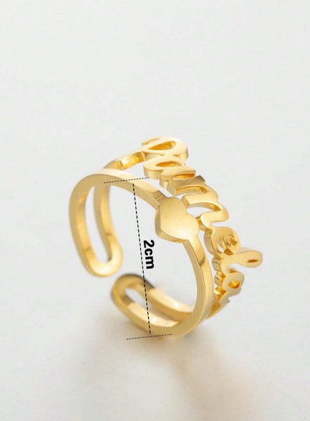 Customized Women's Gold Heart Name Ring