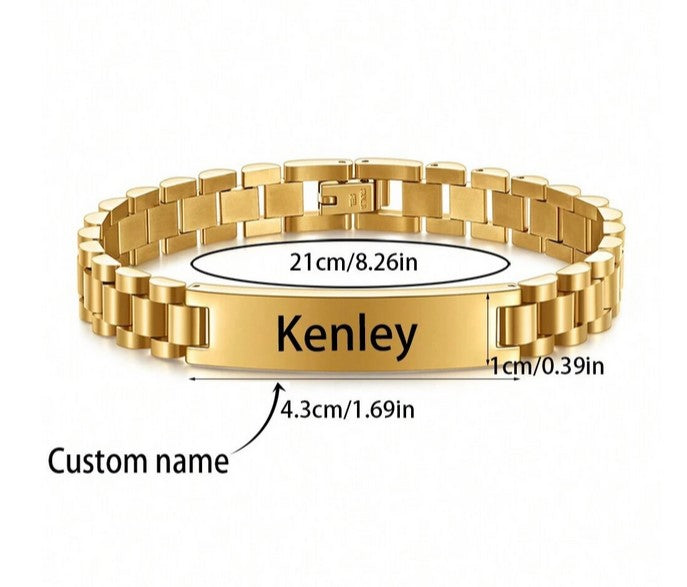 Customized Unisex Stainless Steel Name Bracelet With Vintage - Engraved Men's And Women's Name.