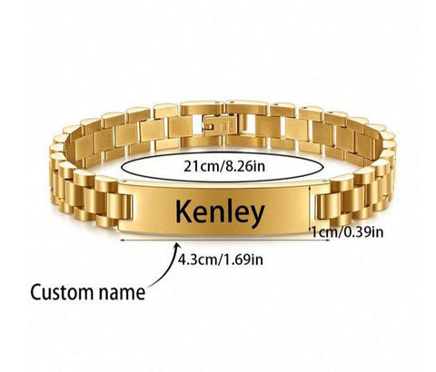 Customized Unisex Stainless Steel Name Bracelet With Vintage - Engraved Men's And Women's Name.