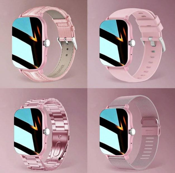 Unisex Stainless Steel Strap Sports Square Touchscreen Bluetooth Smart Watch