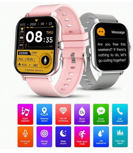 Unisex Stainless Steel Strap Sports Square Touchscreen Bluetooth Smart Watch