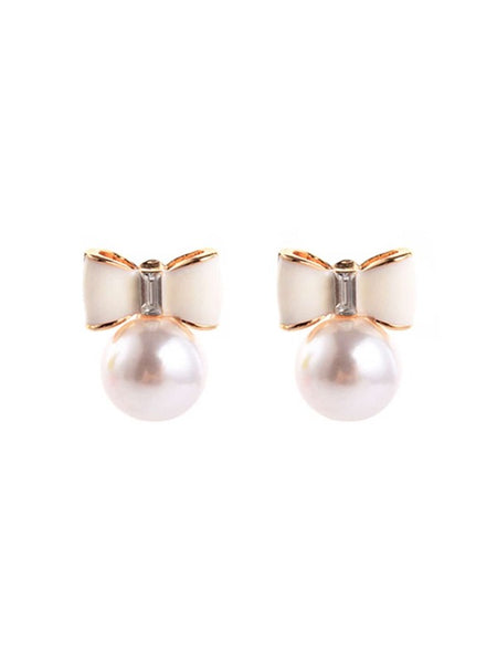 Sparkling Detail Faux Pearl Stud Earrings