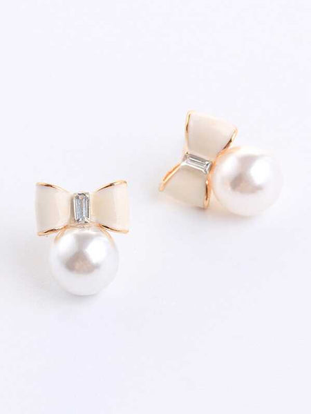 Sparkling Detail Faux Pearl Stud Earrings