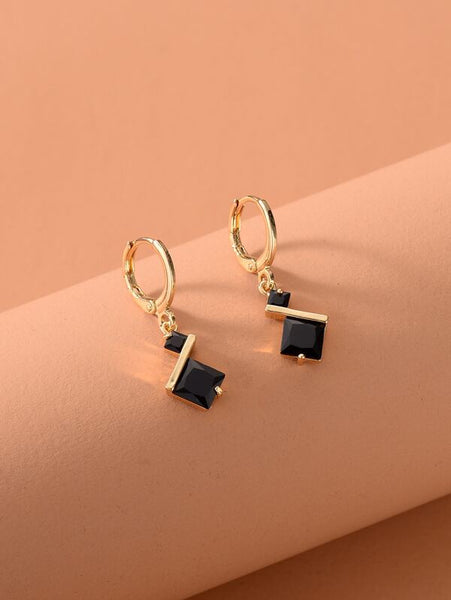 Sparkling Rhinestone Geo Drop Earrings