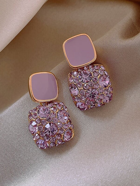 Sparkling Rhinestone Geo Earrings