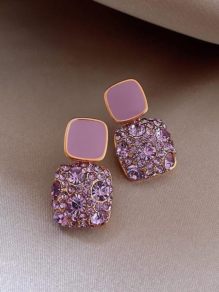 Sparkling Rhinestone Geo Earrings