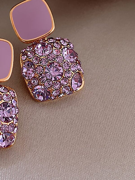 Sparkling Rhinestone Geo Earrings