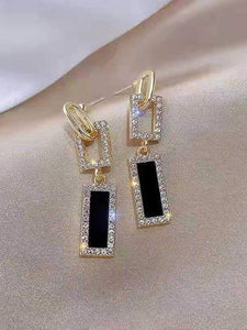 Sparkling Rhinestone Decor Geometric Drop Earrings