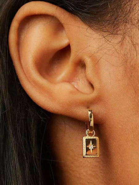 Sparkling Rhinestone Geo Decor Drop Style Earrings