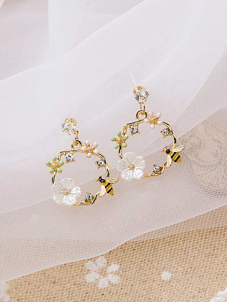 Sparkling Rhinestone Flower Drop Earrings