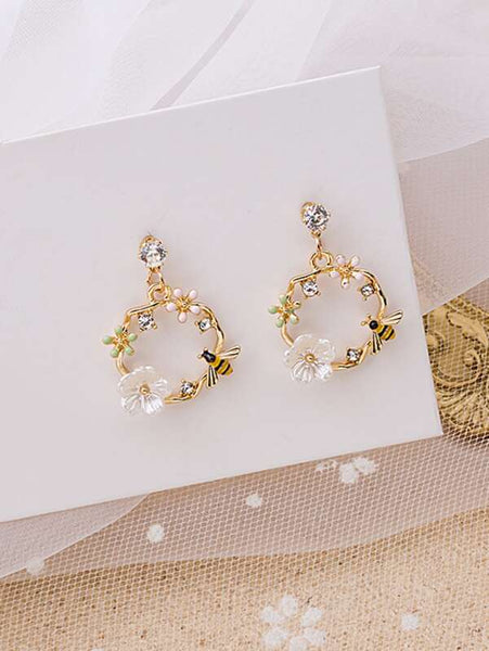 Sparkling Rhinestone Flower Drop Earrings