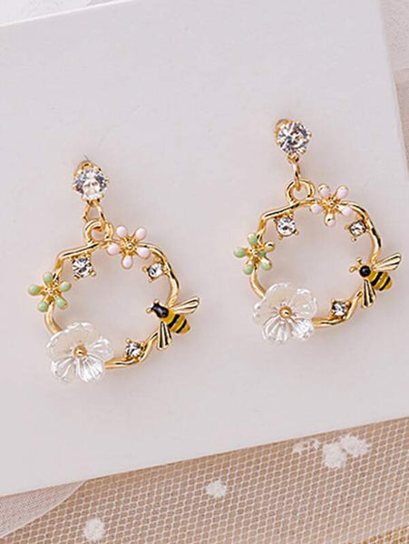 Sparkling Rhinestone Flower Drop Earrings