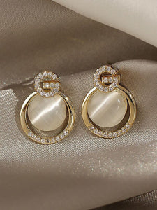 Sparkling Rhinestone Decor Round Earrings