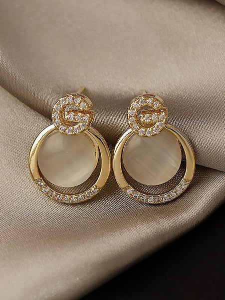 Sparkling Rhinestone Decor Round Earrings