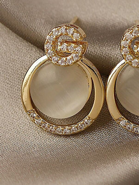 Sparkling Rhinestone Decor Round Earrings