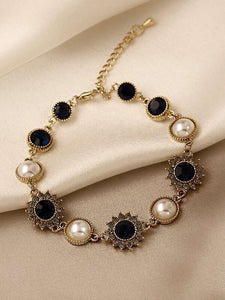 Sparkling Faux Pearl Decor Bracelet