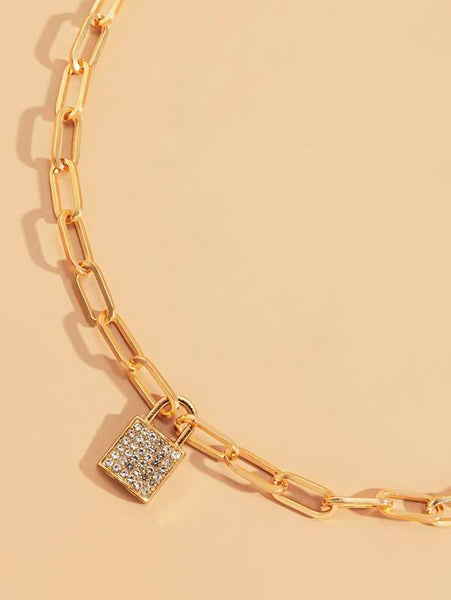 Sparkling Lock Charm Necklace