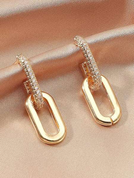 Sparkling Zircon Decor Earrings