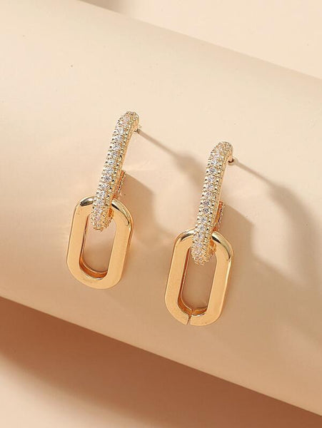 Sparkling Zircon Decor Earrings