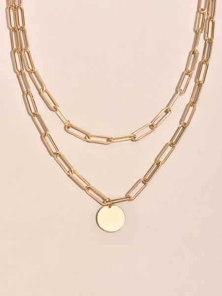 Sparkling Round Charm Layered Necklace