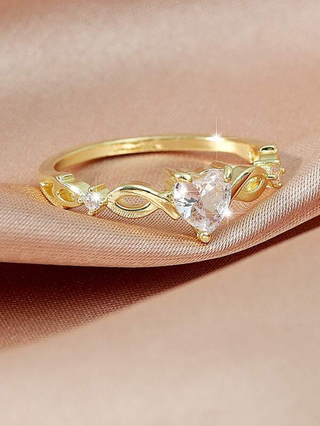 Sparkling Heart Zircon Decor Ring