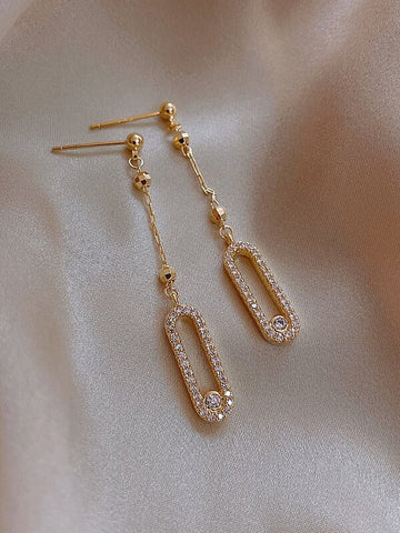 Sparkling Rhinestone Drop Decor Earrings