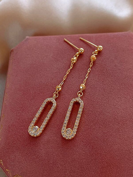 Sparkling Rhinestone Drop Decor Earrings