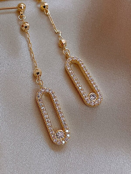 Sparkling Rhinestone Drop Decor Earrings