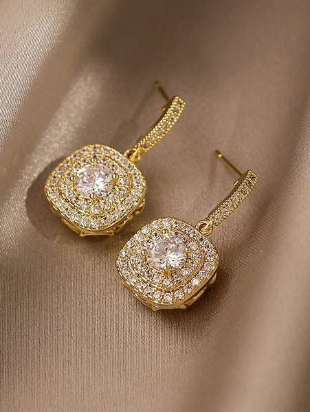 Sparkling Simple Rhinestone Drop Earrings